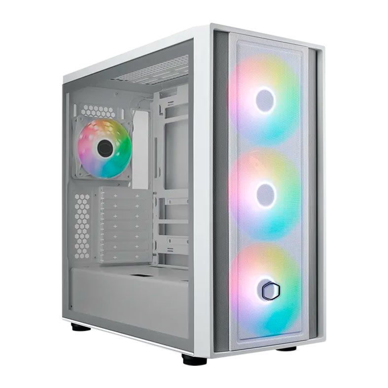 Gabinete Gamer Cooler Master Masterbox 600, Mid-Tower, Lateral de Vidro, Com 4 Fans, Branco, MB600-WGNN-S00