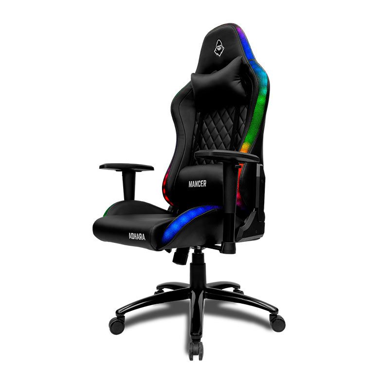 Cadeira Gamer Mancer Adhara, Espuma Moldada, RGB, Preto, MCR-ADH-RGB01