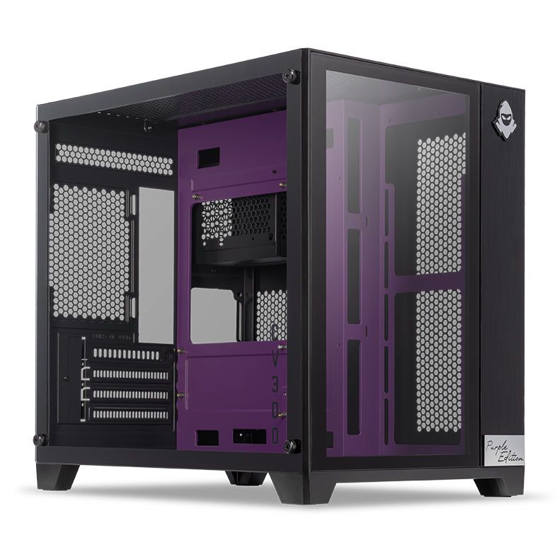 Gabinete Gamer Mancer CV300 Purple Edition, Mid-Tower, Lateral de Vidro, Preto e Roxo, MCR-CV300-PEBK