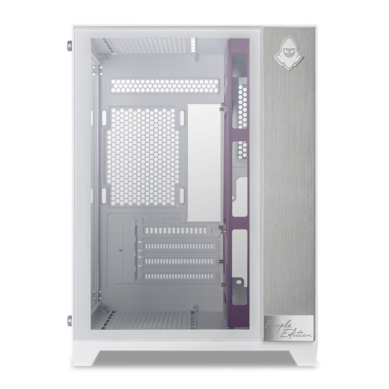 Gabinete Gamer Mancer CV300 Purple Edition, Mid-Tower, Lateral de Vidro, Branco e Roxo, MCR-CV300-PEWH