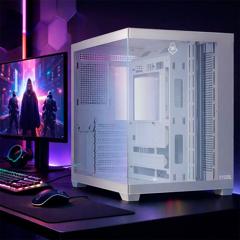 Gabinete Gamer Mancer CV500L, Mid Tower, Lateral De Vidro, Branco, MCR-CV500L-WH
