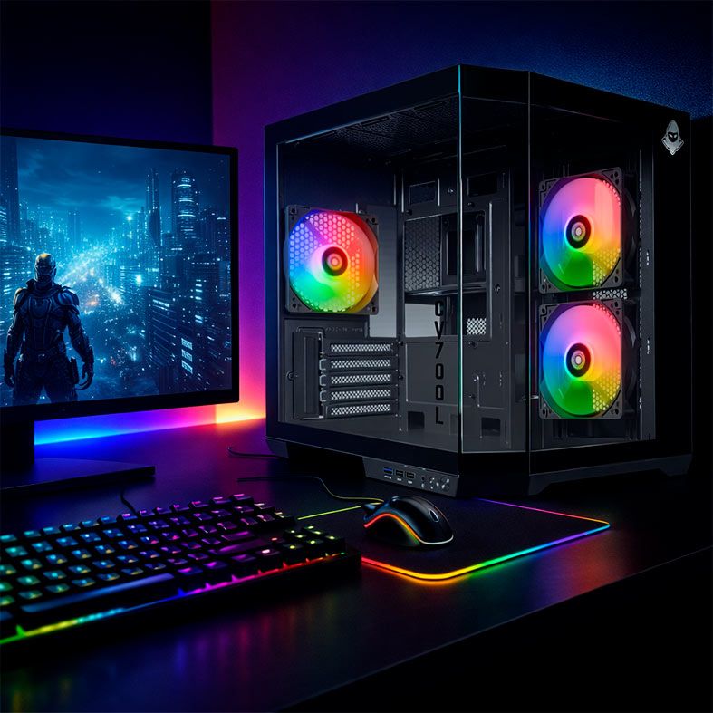 Gabinete Gamer Mancer CV700L, Mid Tower, Lateral De Vidro, 3 Fans ARGB, Preto, MCR-CV700L-BK3F