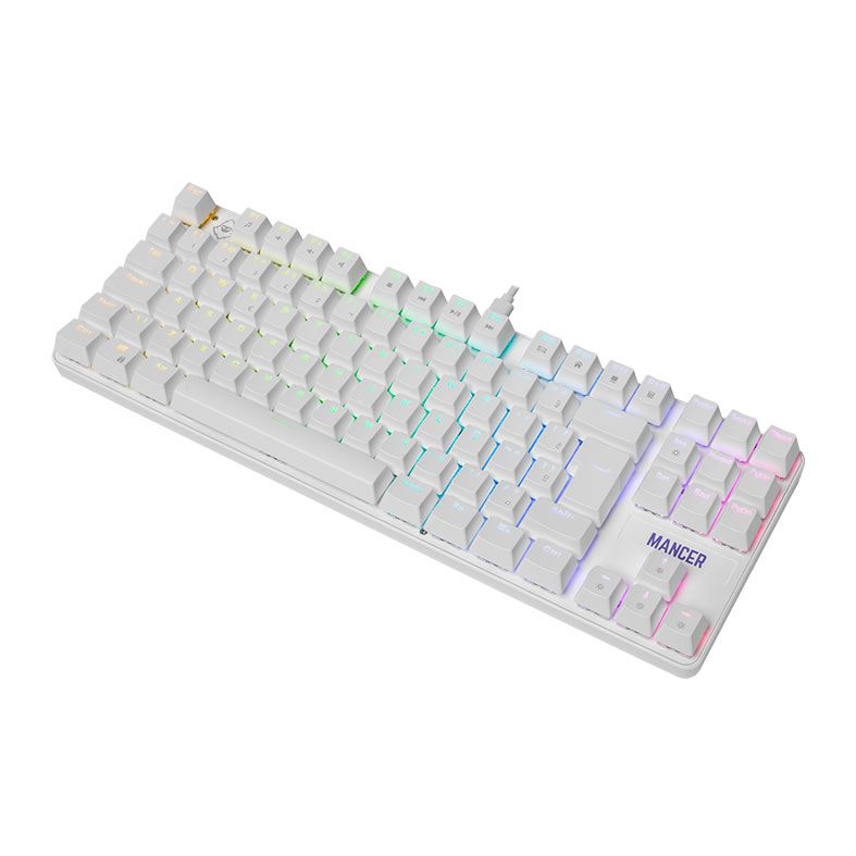 Teclado Mecanico Mancer Ghoul MK3, RGB, ABNT2, Switch Huano Vermelho, Branco, MCR-GHM3-WH01