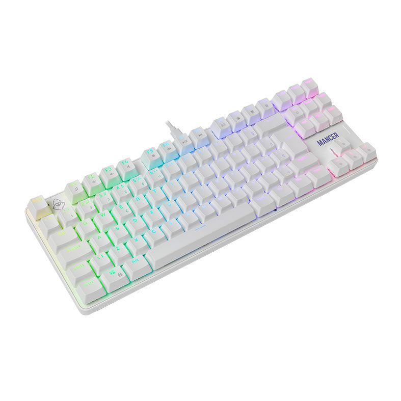 Teclado Mecanico Mancer Ghoul MK3, RGB, ABNT2, Switch Huano Vermelho, Branco, MCR-GHM3-WH01
