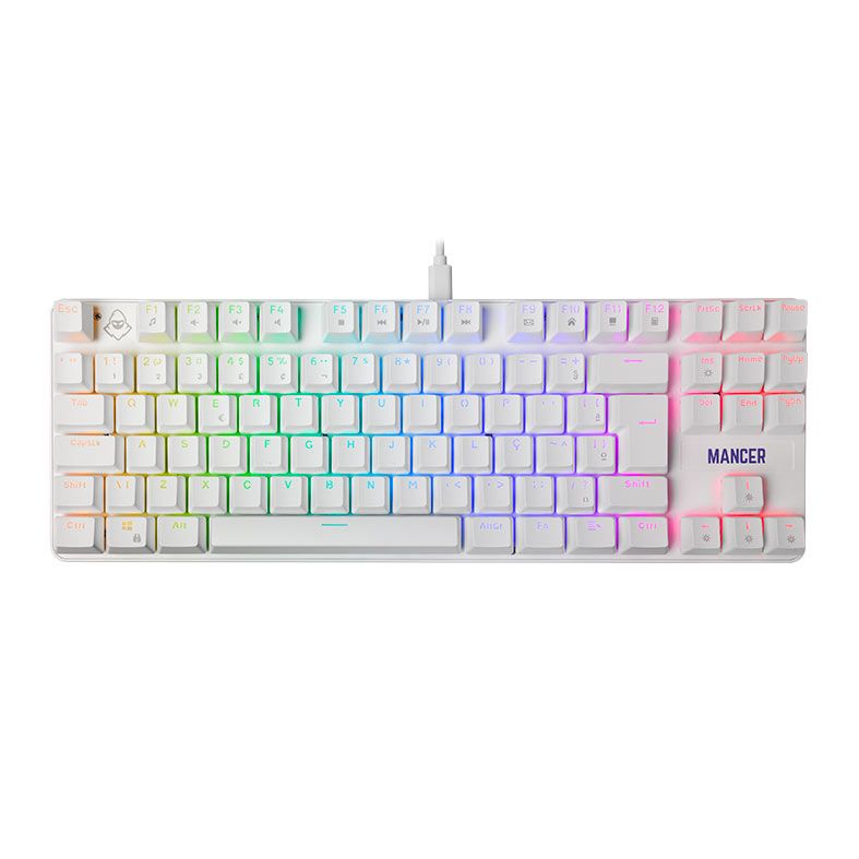 Teclado Mecanico Mancer Ghoul MK3, RGB, ABNT2, Switch Huano Vermelho, Branco, MCR-GHM3-WH01