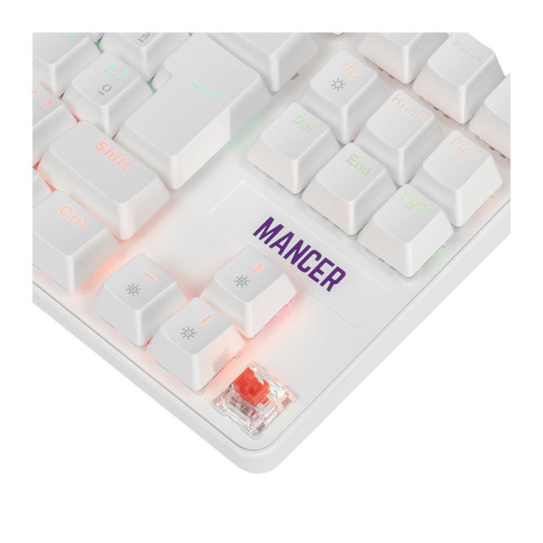 Teclado Mecanico Mancer Ghoul MK3, RGB, ABNT2, Switch Huano Vermelho, Branco, MCR-GHM3-WH01