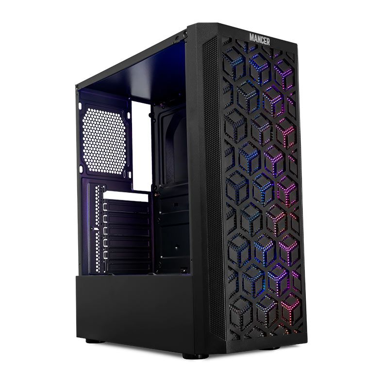 Gabinete Gamer Mancer Hexer 2, Mid-Tower, Lateral de Vidro, Com 3 Fans, Preto, MCR-HX2-BK-3F