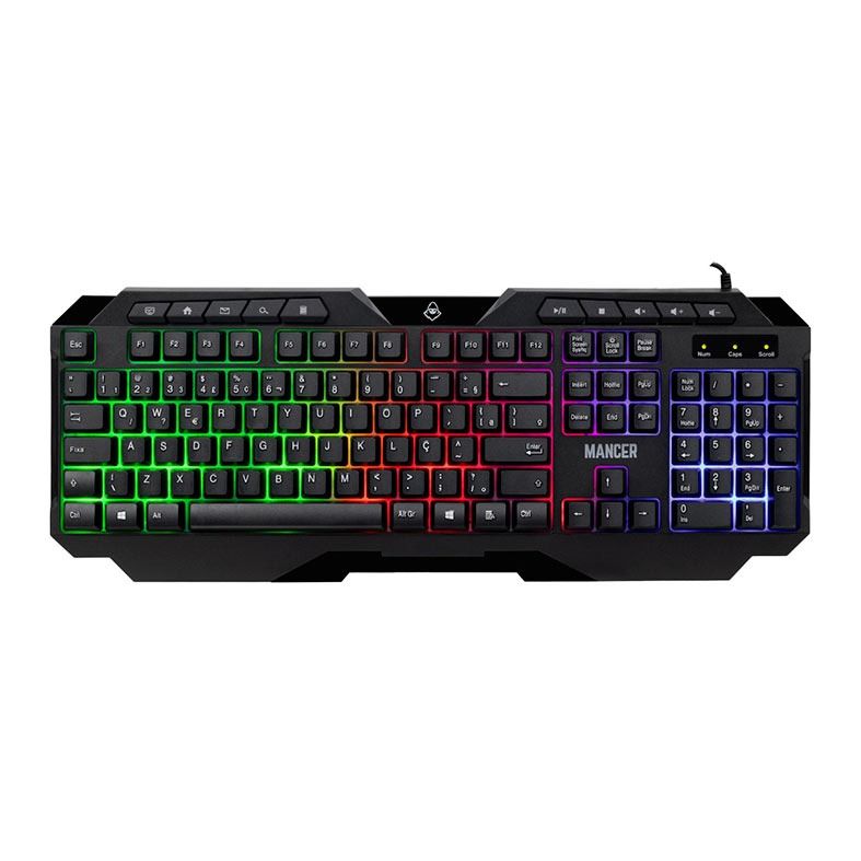 Kit Mancer Player 4x1, Rainbow, Teclado ABNT2, Mouse 6400 DPI, Headset Drivers 40mm, Mousepad 200x180x3, MCR-KPLR-01-BK