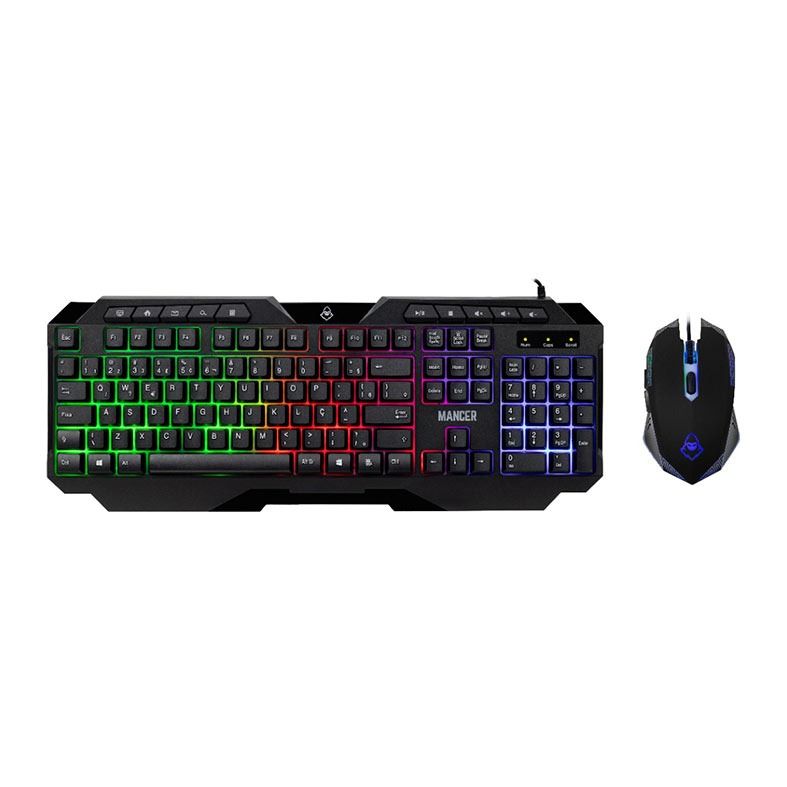 Kit Mancer Player 4x1, Rainbow, Teclado ABNT2, Mouse 6400 DPI, Headset Drivers 40mm, Mousepad 200x180x3, MCR-KPLR-01-BK