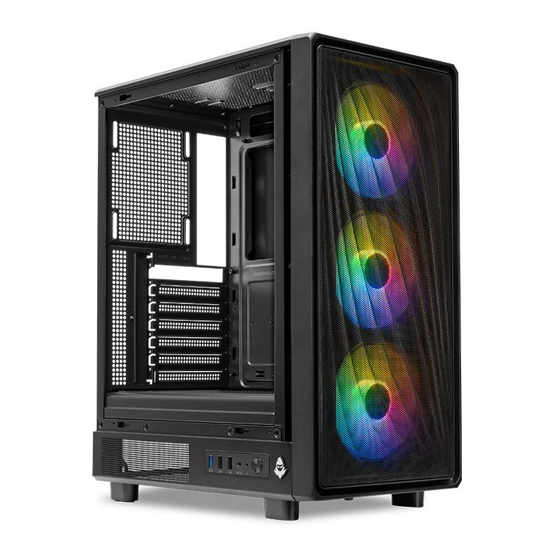 Gabinete Gamer Mancer Narok X, Mid-Tower, Lateral de vidro, Com 3 Fans, Preto, MCR-NRKX-BK3F