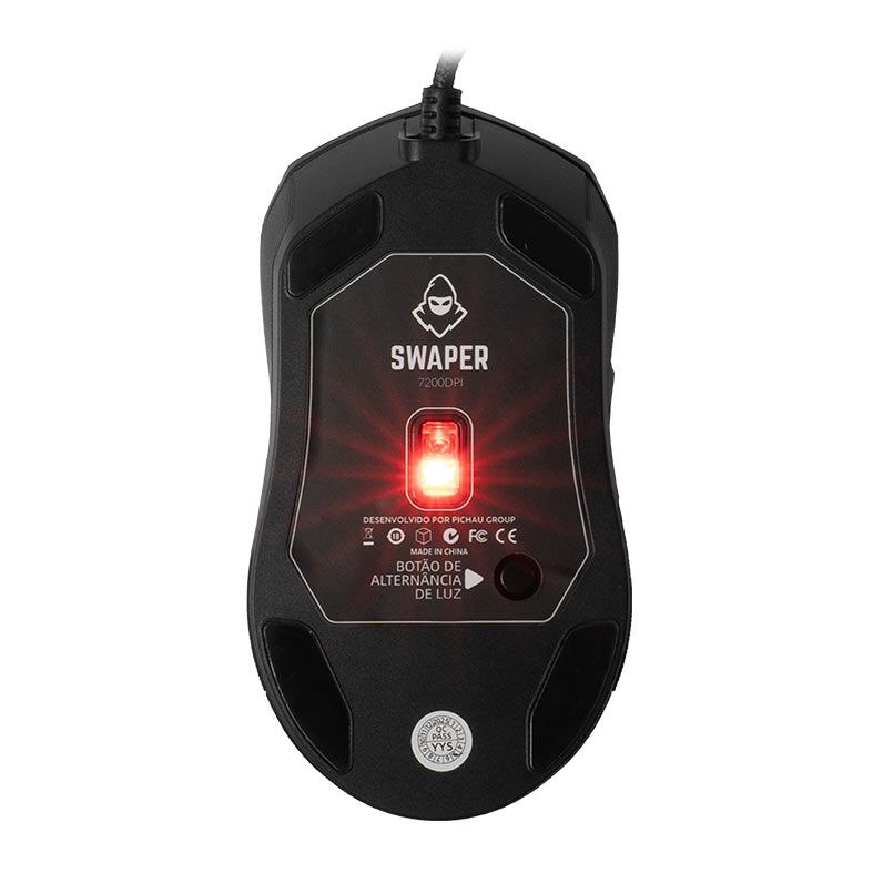 Mouse Gamer Mancer Swaper, RGB, 7200DPI, 6 Botoes, Preto, MCR-SWPR-BL01