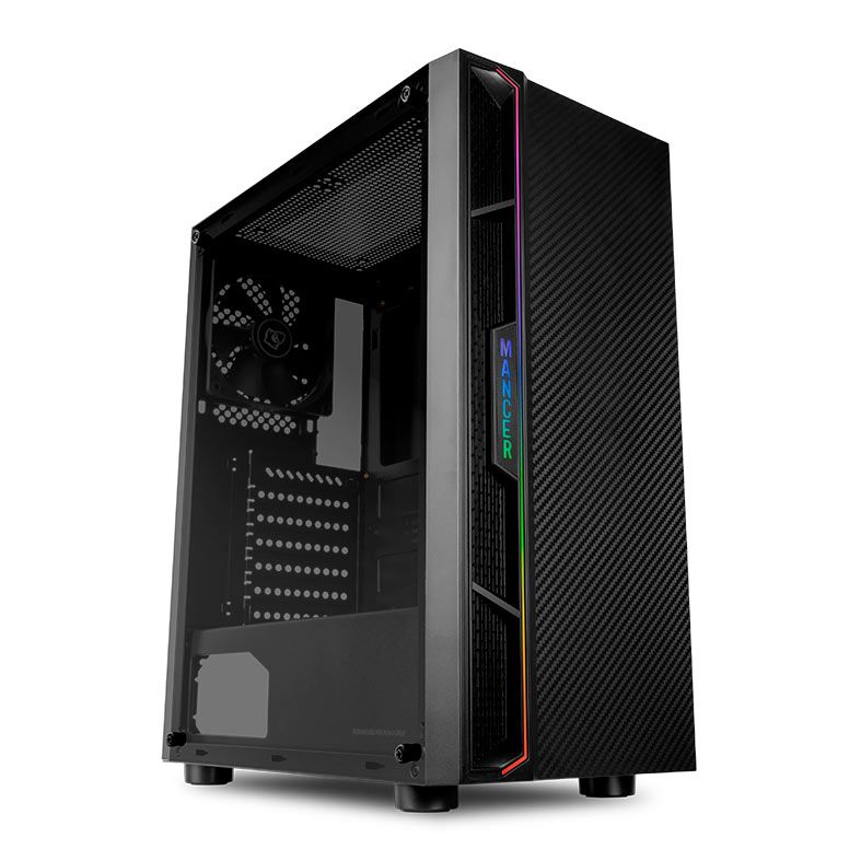 Gabinete Gamer Mancer Targe, Mid-Tower, Lateral de Vidro, Com 1 Fan, Preto, MCR-TGE-BK01