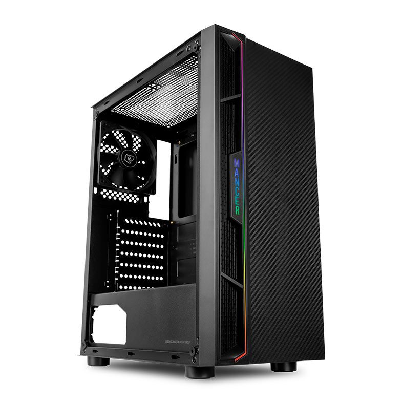 Gabinete Gamer Mancer Targe, Mid-Tower, Lateral de Vidro, Com 1 Fan, Preto, MCR-TGE-BK01