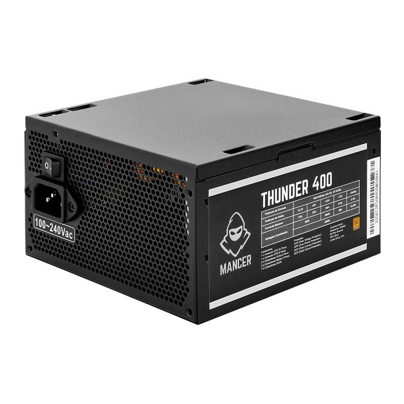 Fonte Mancer Thunder 400W Bronze 80 Plus, MCR-THR400-BL01 | Pichau