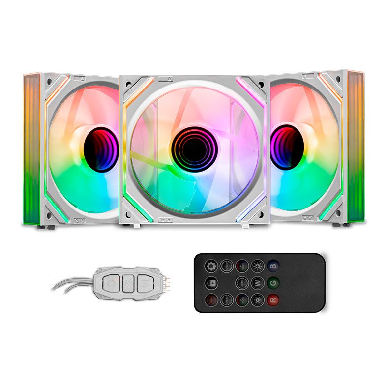 ホワイトフレア　2box Kit Ventoinhas Mancer Ventus ZX, ARGB, 3x120mm + Controladora
