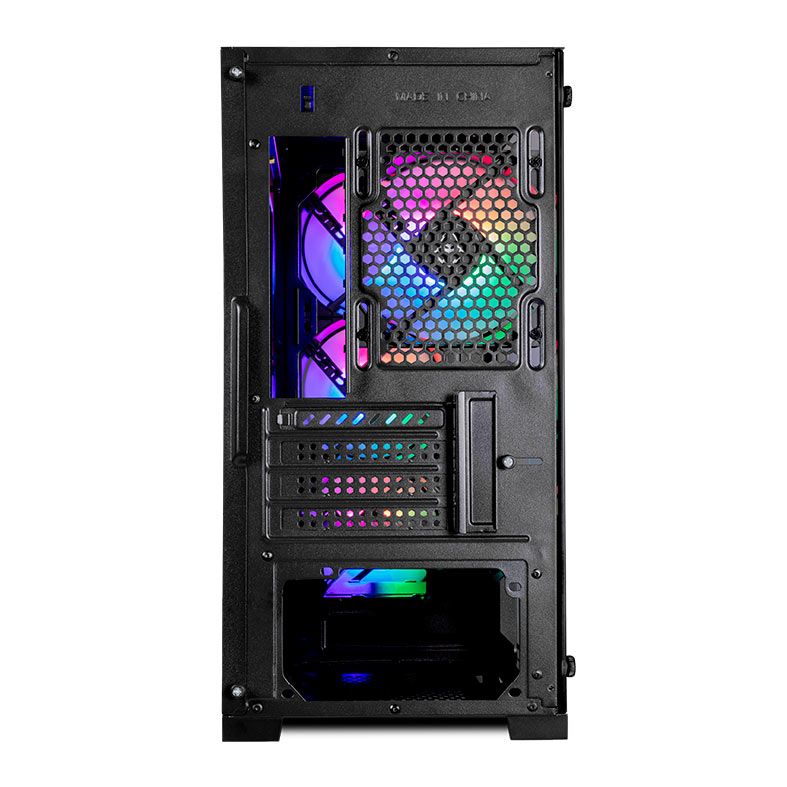 Gabinete Gamer Mancer Ward, Rainbow, Mid-Tower, Lateral de Vidro, Com 4 Fans, Preto, MCR-WRD-RBL01