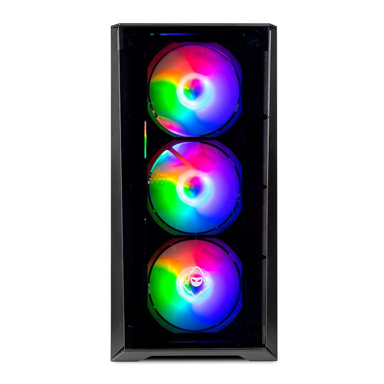 Gabinete Gamer Mancer Ward, Rainbow, Mid-Tower, Lateral de Vidro, Com 4 Fans, Preto, MCR-WRD-RBL01