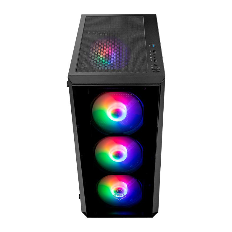 Gabinete Gamer Mancer Ward, Rainbow, Mid-Tower, Lateral de Vidro, Com 4 Fans, Preto, MCR-WRD-RBL01