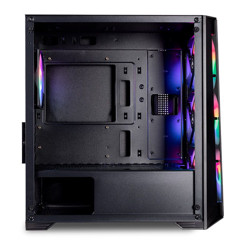 Gabinete Gamer Mancer Ward, Rainbow, Mid-Tower, Lateral de Vidro, Com 4 Fans, Preto, MCR-WRD-RBL01