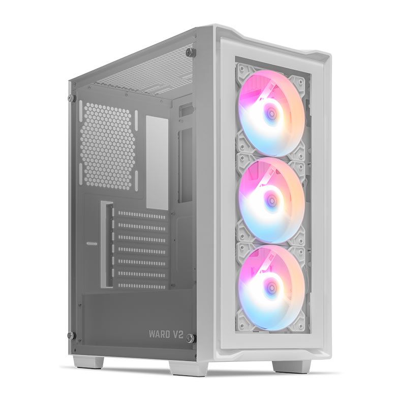 Gabinete Gamer Mancer Ward V2, Rainbow, Mid-Tower, Lateral De Vidro, Com 3 Fans, Branco, MCR-WRDV2-WH