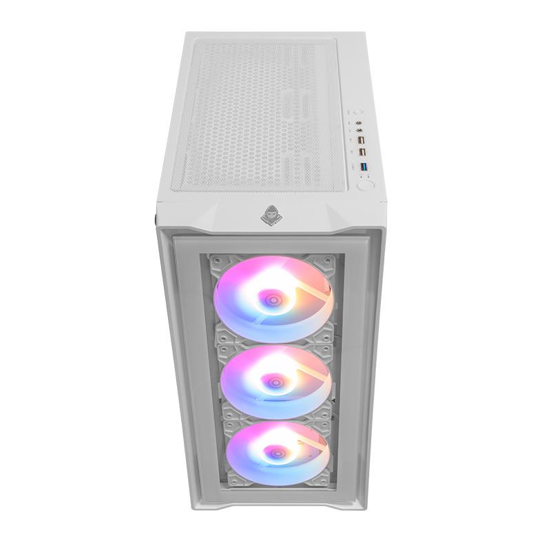 Gabinete Gamer Mancer Ward V2, Rainbow, Mid-Tower, Lateral De Vidro, Com 3 Fans, Branco, MCR-WRDV2-WH