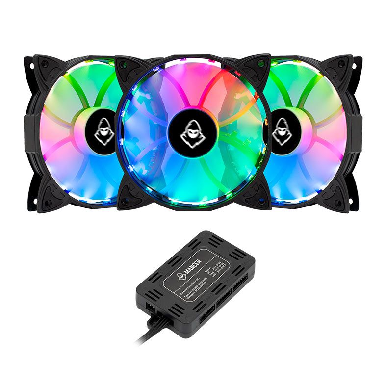 Kit Ventoinhas Mancer Z100 RGB 3x120mm + Controladora, MCR-Z10RGB
