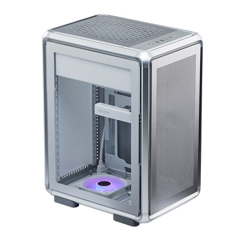 Gabinete Gamer Cooler Master MasterFrame 400 Mesh, ARGB, Mini Tower, Vidro Temperado, M-ATX, Prata, Com 1 Fan, MF400M-SHNN-S00