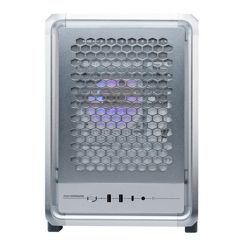 Gabinete Gamer Cooler Master MasterFrame 400 Mesh, ARGB, Mini Tower, Vidro Temperado, M-ATX, Prata, Com 1 Fan, MF400M-SHNN-S00
