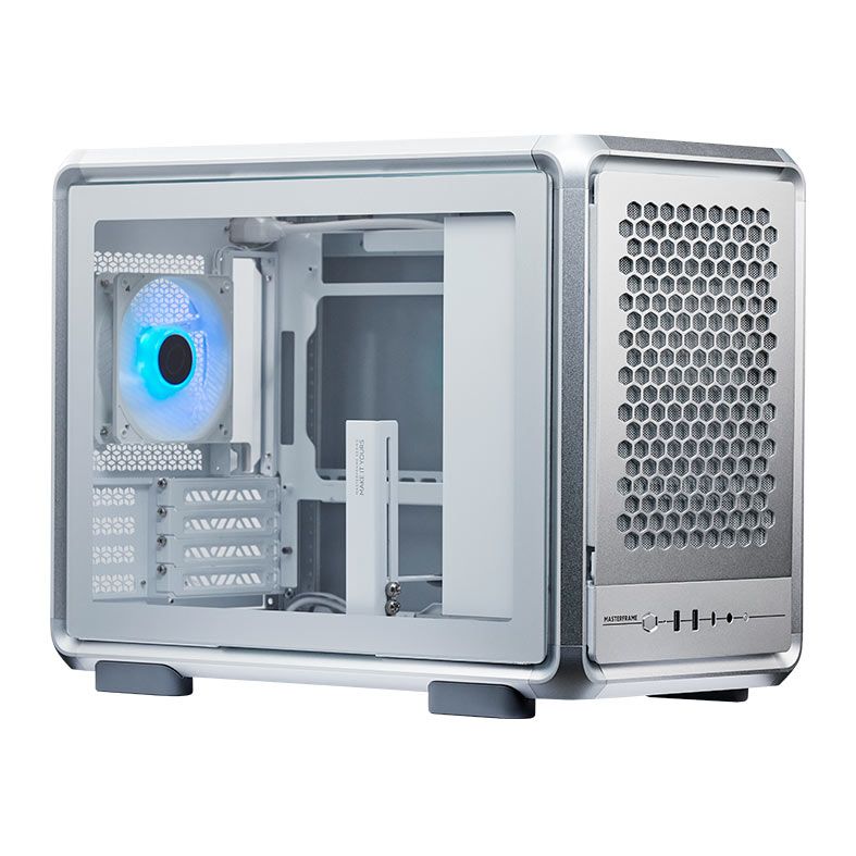 Gabinete Gamer Cooler Master MasterFrame 400 Mesh, ARGB, Mini Tower, Vidro Temperado, M-ATX, Prata, Com 1 Fan, MF400M-SHNN-S00