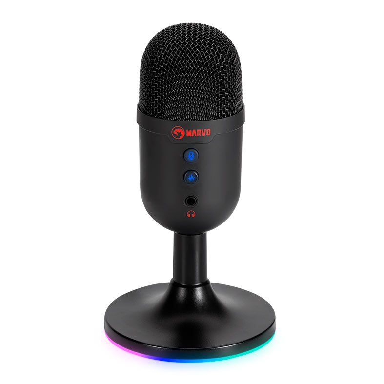 Microfone Marvo Blast 40, RGB, USB, Preto, MIC-06-BK