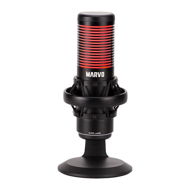 Microfone Gamer Marvo Blast 60, RGB, USB, Preto, MIC-07-BK