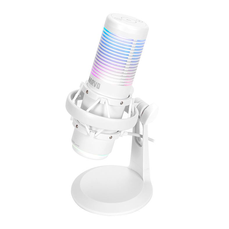 Microfone Gamer Marvo Blast 60, RGB, USB, Branco, MIC-07-WH