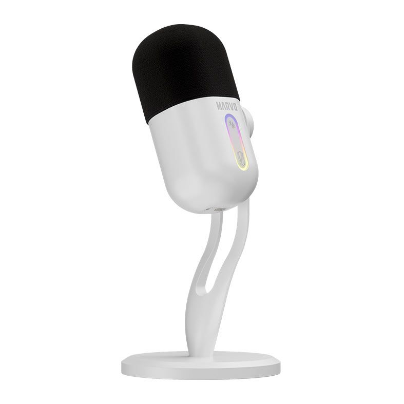 Microfone Marvo Blast 50, RGB, USB, Branco, MIC-08-WH