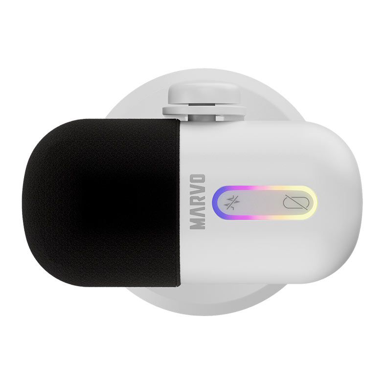 Microfone Marvo Blast 50, RGB, USB, Branco, MIC-08-WH