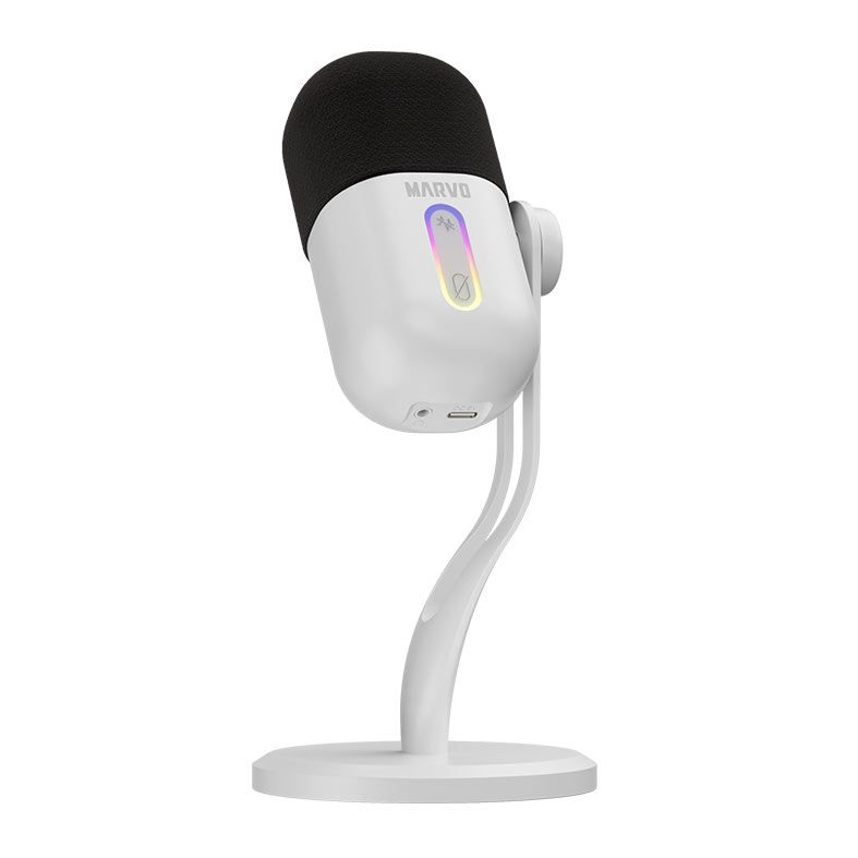 Microfone Marvo Blast 50, RGB, USB, Branco, MIC-08-WH