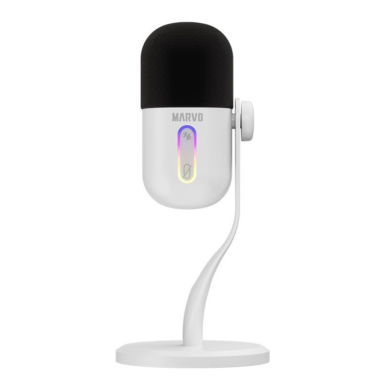 Microfone Marvo Blast 50, RGB, USB, Branco, MIC-08-WH