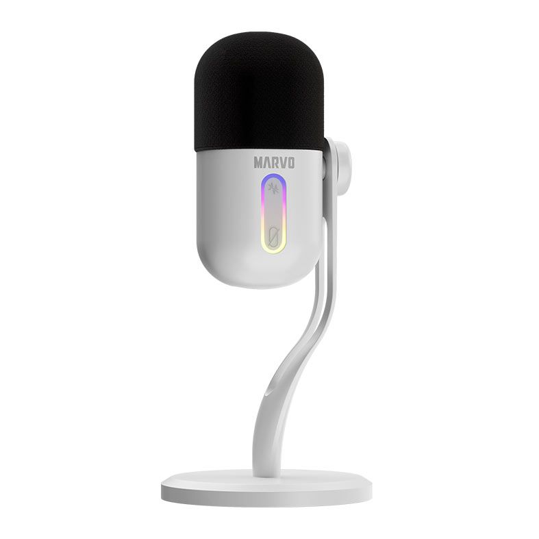 Microfone Marvo Blast 50, RGB, USB, Branco, MIC-08-WH