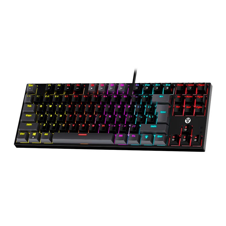 Teclado Mecanico Fantech Atom87 Sumi Edition, Rainbow, Switch Vermelho, Preto e Cinza, MK876V2-BK-RD