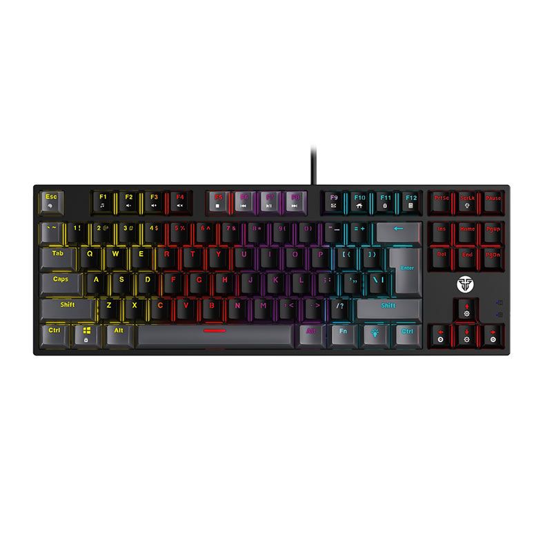Teclado Mecanico Fantech Atom87 Sumi Edition, Rainbow, Switch Vermelho, Preto e Cinza, MK876V2-BK-RD