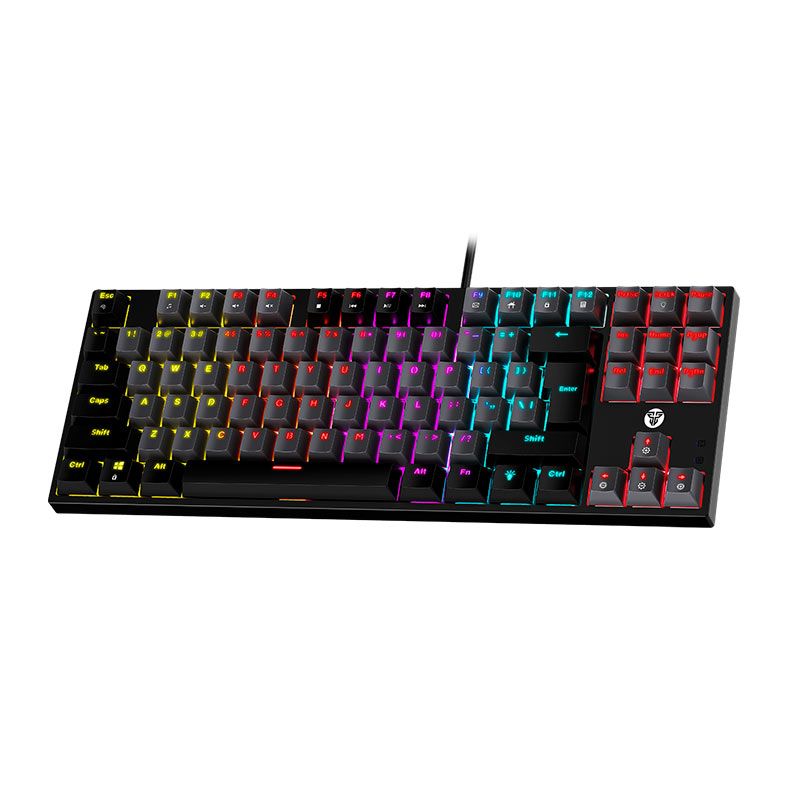 Teclado Mecanico Fantech Atom87 Sumi Edition, Rainbow, Switch Azul, Cinza e Preto, MK876V2-GY-BL