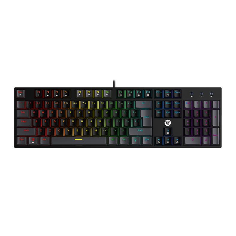 Teclado Mecanico Fantech Atom104 Sumi Edition, Rainbow, Switch Azul, Preto e Cinza, MK886V2-BK-BL
