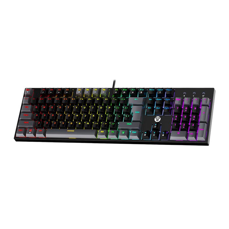Teclado Mecanico Fantech Atom104 Sumi Edition, Rainbow, Switch Vermelho, Preto e Cinza, MK886V2-BK-RD