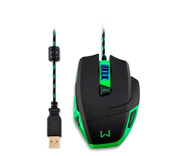 Mouse Multi Warrior Preto/Verde, MO245