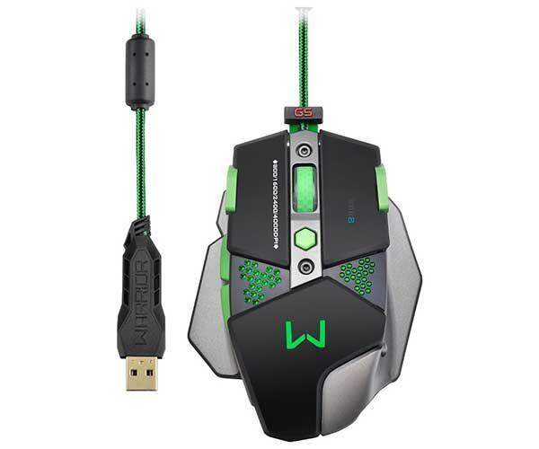 Mouse Gamer Multi Warrior 4000Dpi 9 Botoes Preto/Verde, MO249