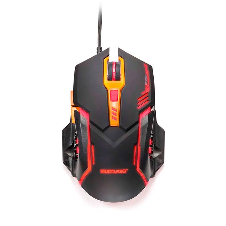 Mouse Gamer Multi 2400Dpi USB Led Vermelho Preto/Laranja, MO270