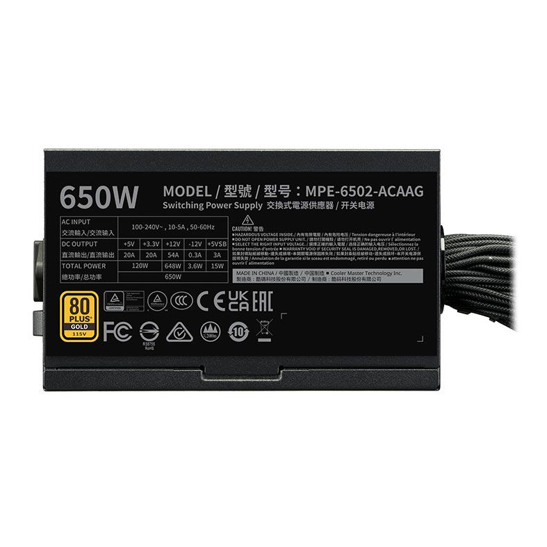 Fonte Cooler Master MWE Gold 650 V3, 650W, ATX 3.1, 80 Plus Gold, Preto, MPE-6502-ACAAG-3BBR