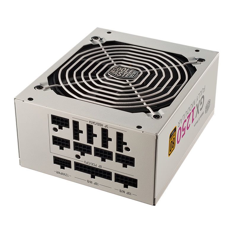 Fonte Cooler Master GX 1250 Gold, 1250W, ATX 3.0, PCI-E 5.0, Full Modular, 80 Plus Gold, Branca, MPE-C501-AFCAG-3GB1