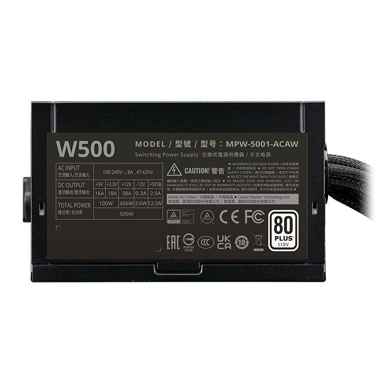 Fonte Cooler Master Elite Nex W500, Full Range, 500W, 80 Plus, Preto, MPW-5001-ACAW-BB1