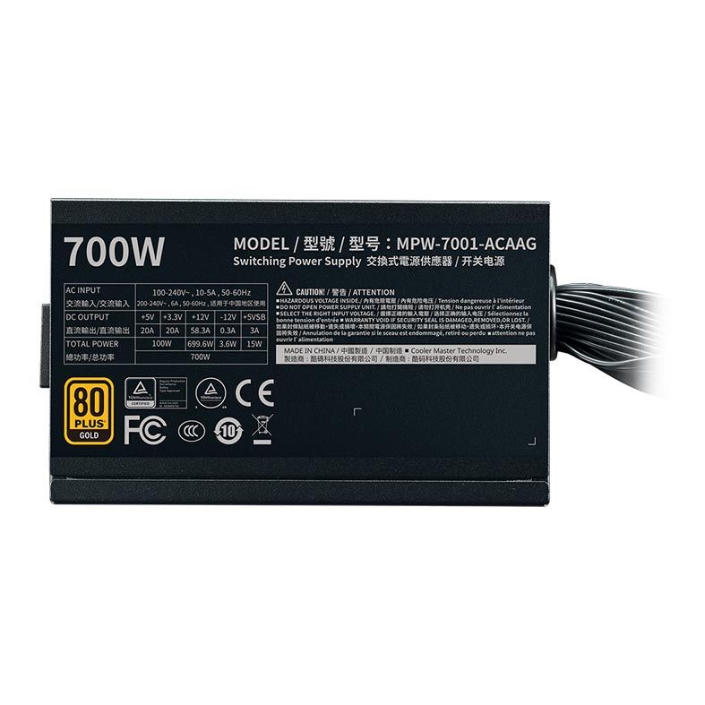 Fonte Cooler Master G700 80 Plus Gold, 700W, 80 Plus Gold, Preto, MPW-7001-ACAAG-WO