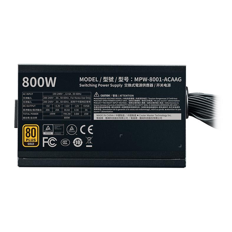 Fonte Cooler Master G800 80 Plus Gold, MPW-8001-ACAAG-WO